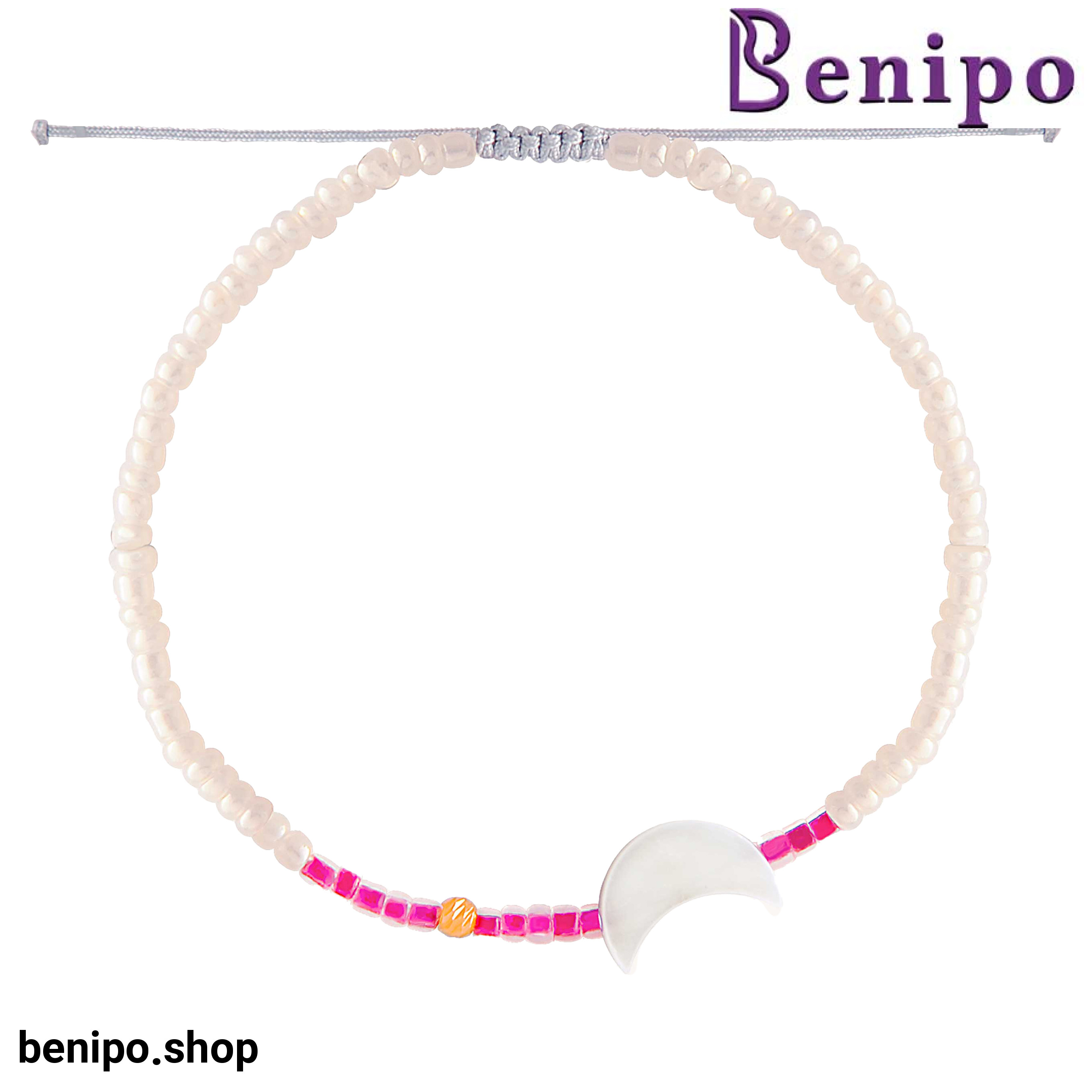 دستبند بندی طلا 18 عیار زنانه مدل گوی تراش البرناردو و ماه صدفی