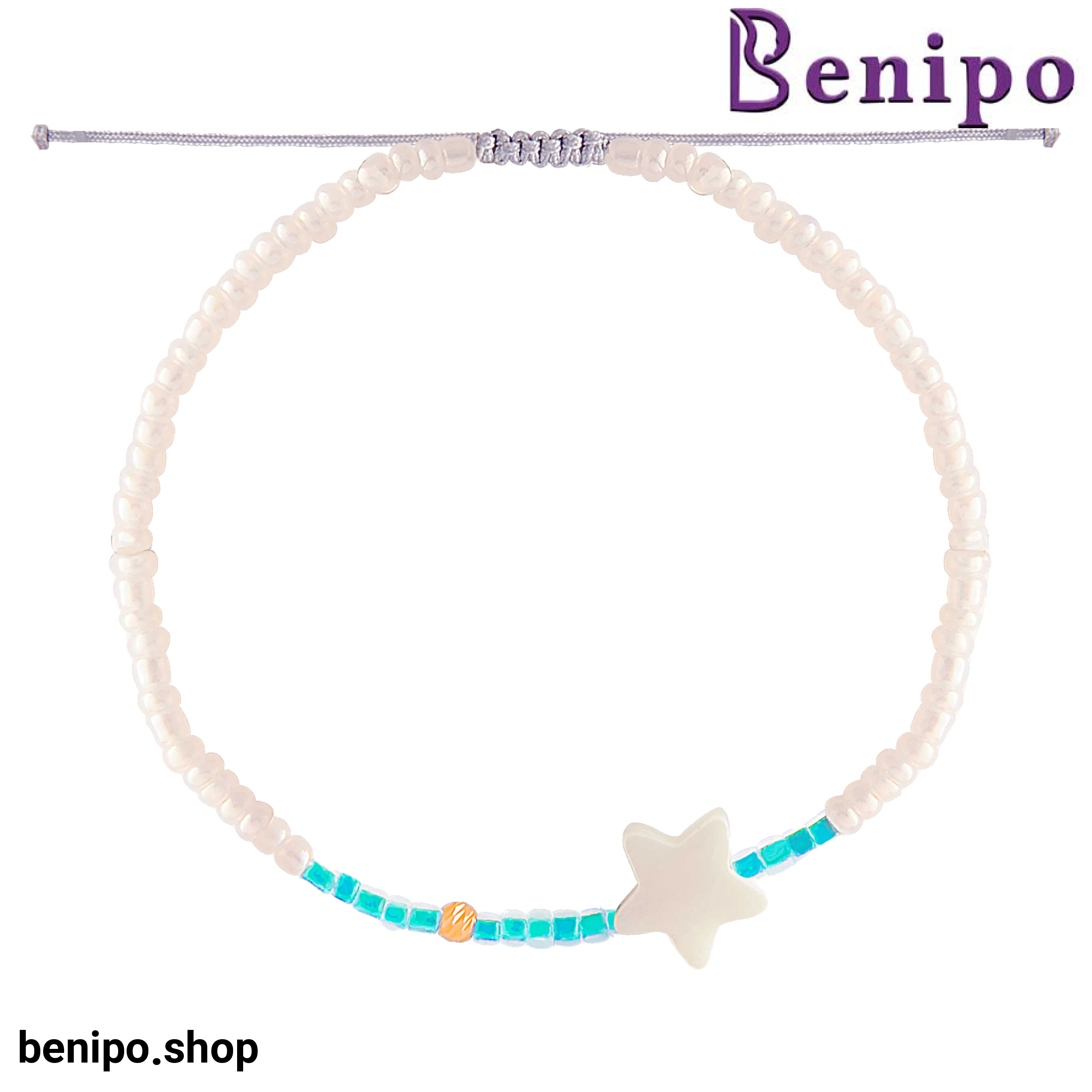 دستبند بندی طلا 18 عیار زنانه مدل گوی تراش البرناردو و ستاره صدفی