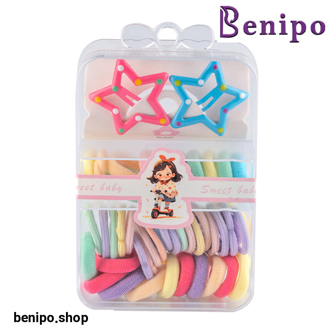 کش مو رنگی 4 مدلی گیره دار ستاره ای ارسال با رنگ رندوم