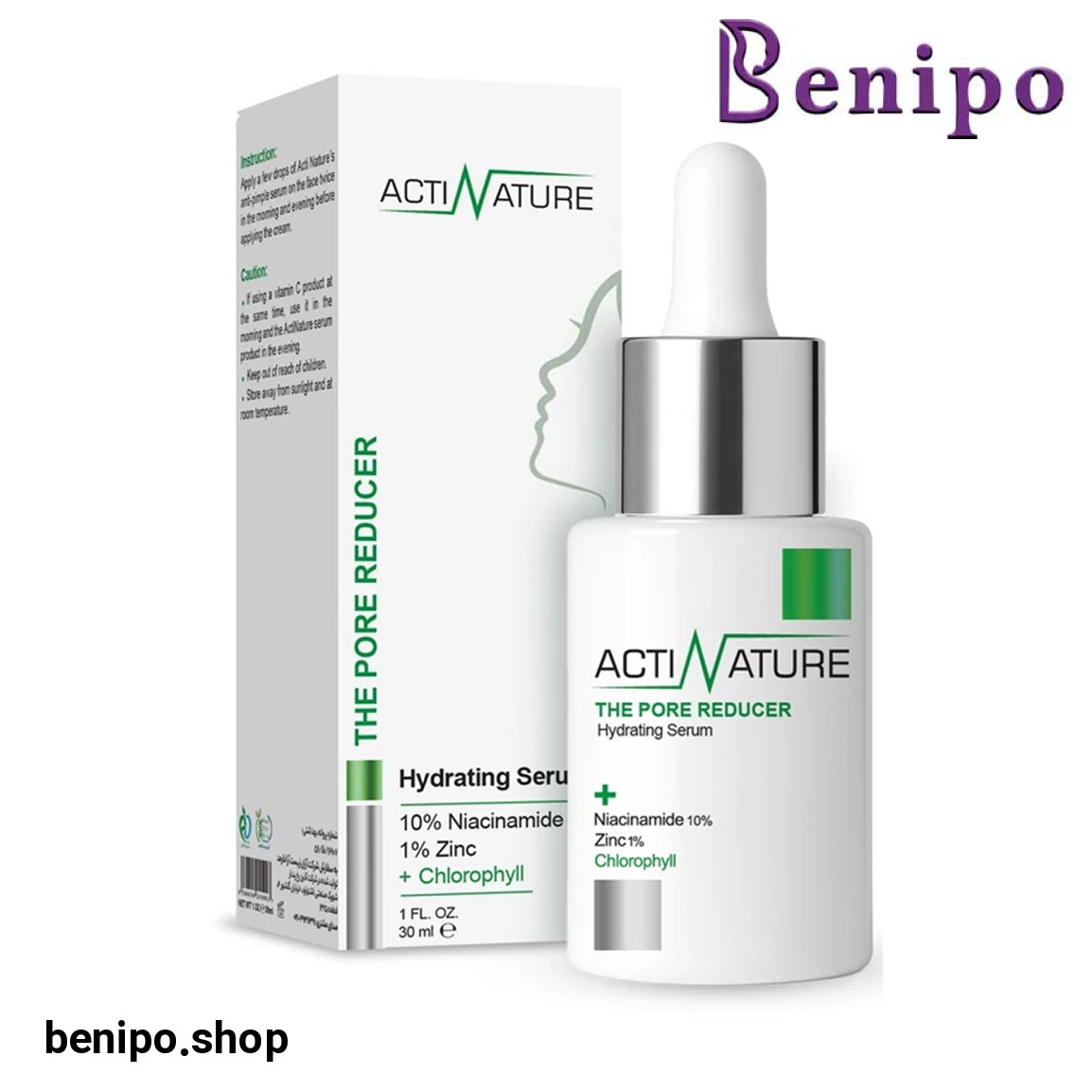 سرم آبرسان کاهنده منافذ پوست حاوی کلروفیل حجم 30 میلی لیتر