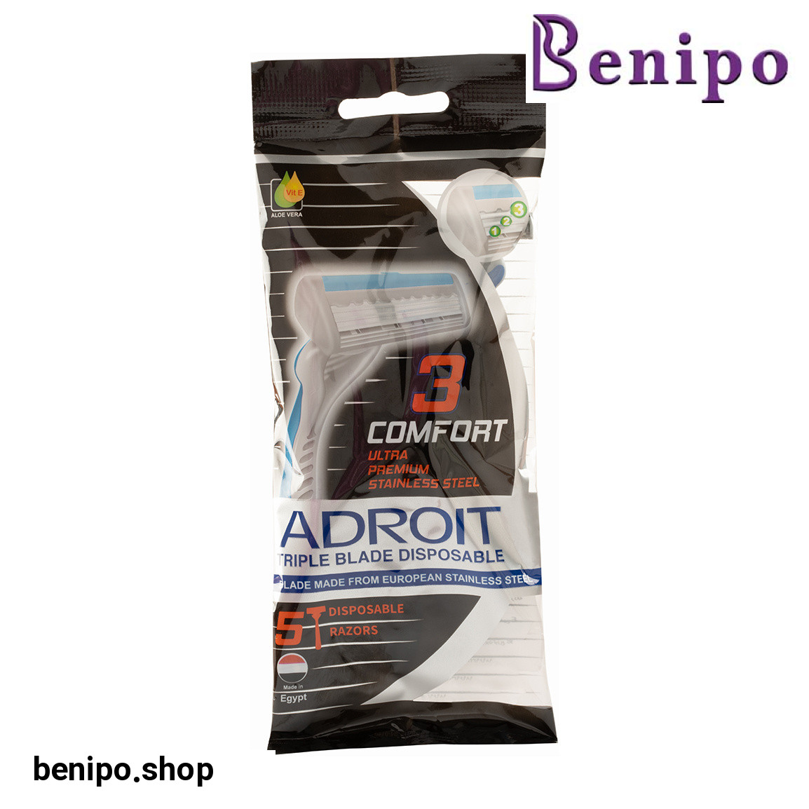 تیغ یکبار مصرف مردانه سه لبه صابون دار بسته 5 عددی