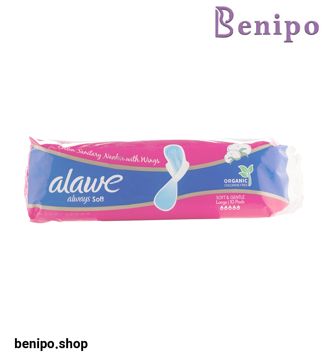 نوار بهداشتی بالدار ضخیم با رویه کتان بزرگ 10 عددی