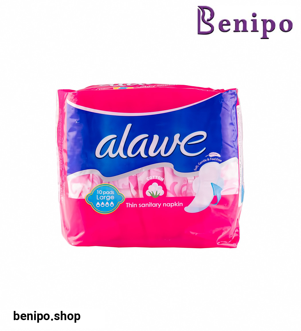 نوار بهداشتی بالدار نازک با رویه کتان بزرگ 10 عددی