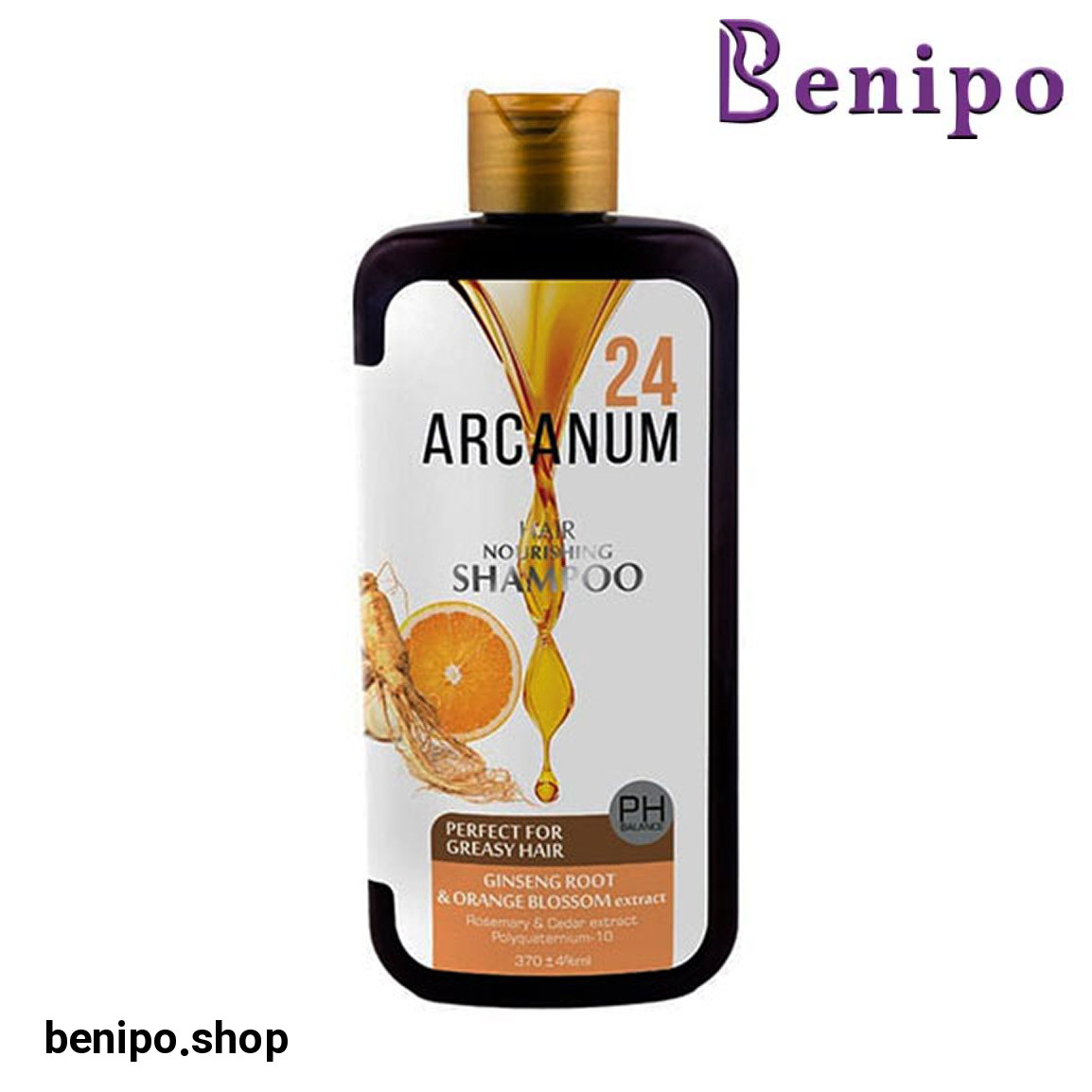 شامپو حاوی عصاره جینسینگ و نارنج مناسب مو چرب حجم 370 میلی لیتر