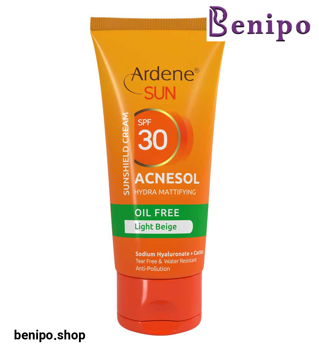 ضد آفتاب رنگی فاقد چربی رطوبت رسان با اس پی اف 30 آکنه سل آردن سان
