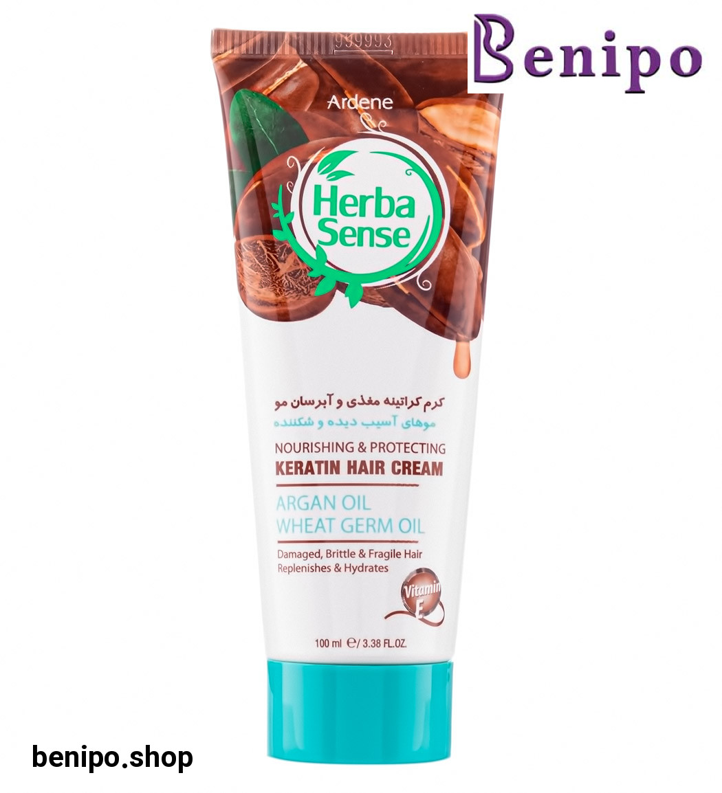 کرم کراتینه مو حاوی روغن آرگان و جوانه گندم مناسب موهای آسیب دیده هرباسنس 100میل