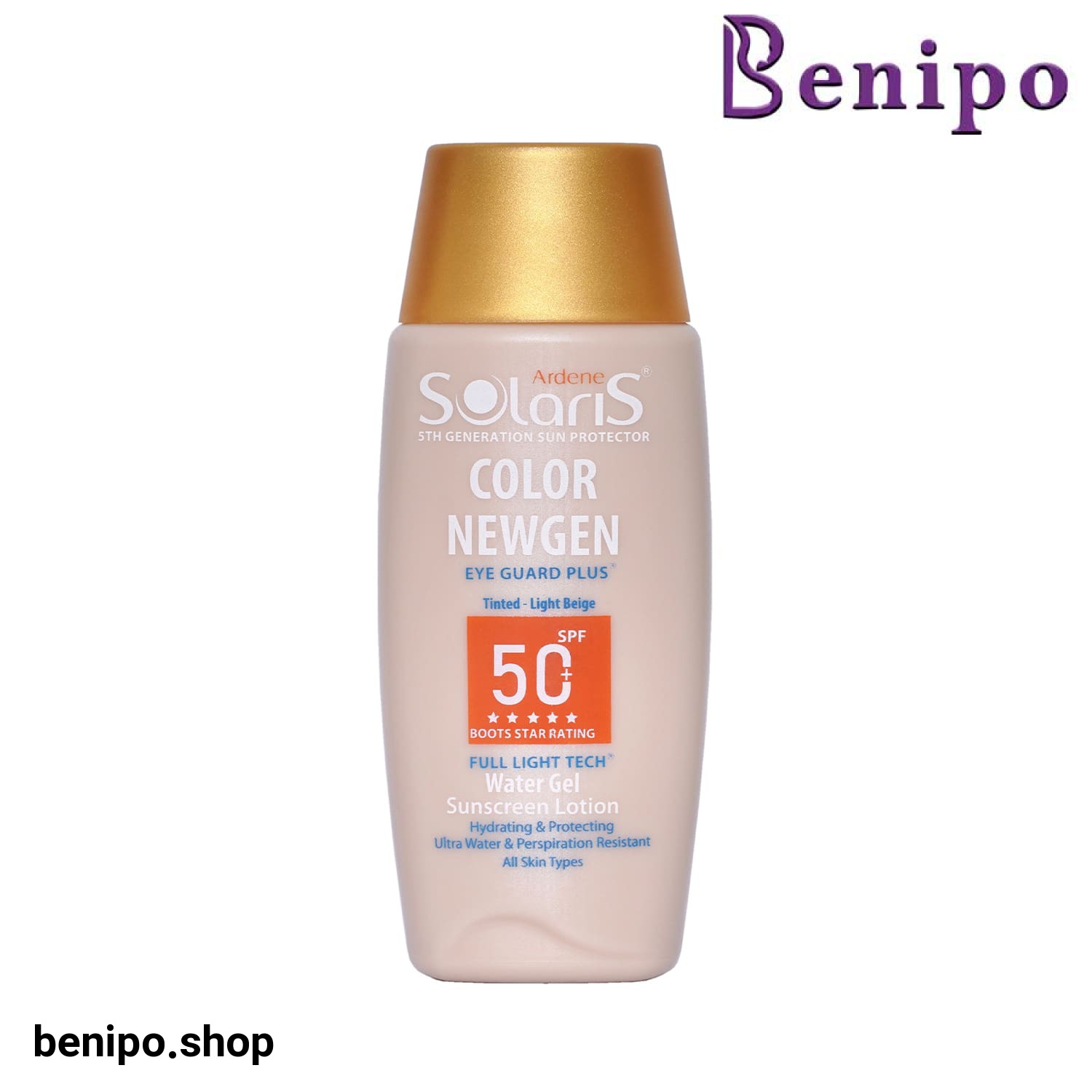 لوسیون واتر ژل ضد آفتاب رنگی +spf50 آردن سولاریس