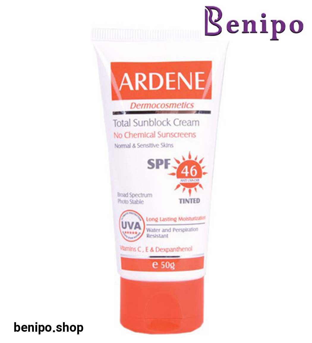 کرم ضد آفتاب رنگی فاقد جاذب های شیمیایی اس پی اف 46