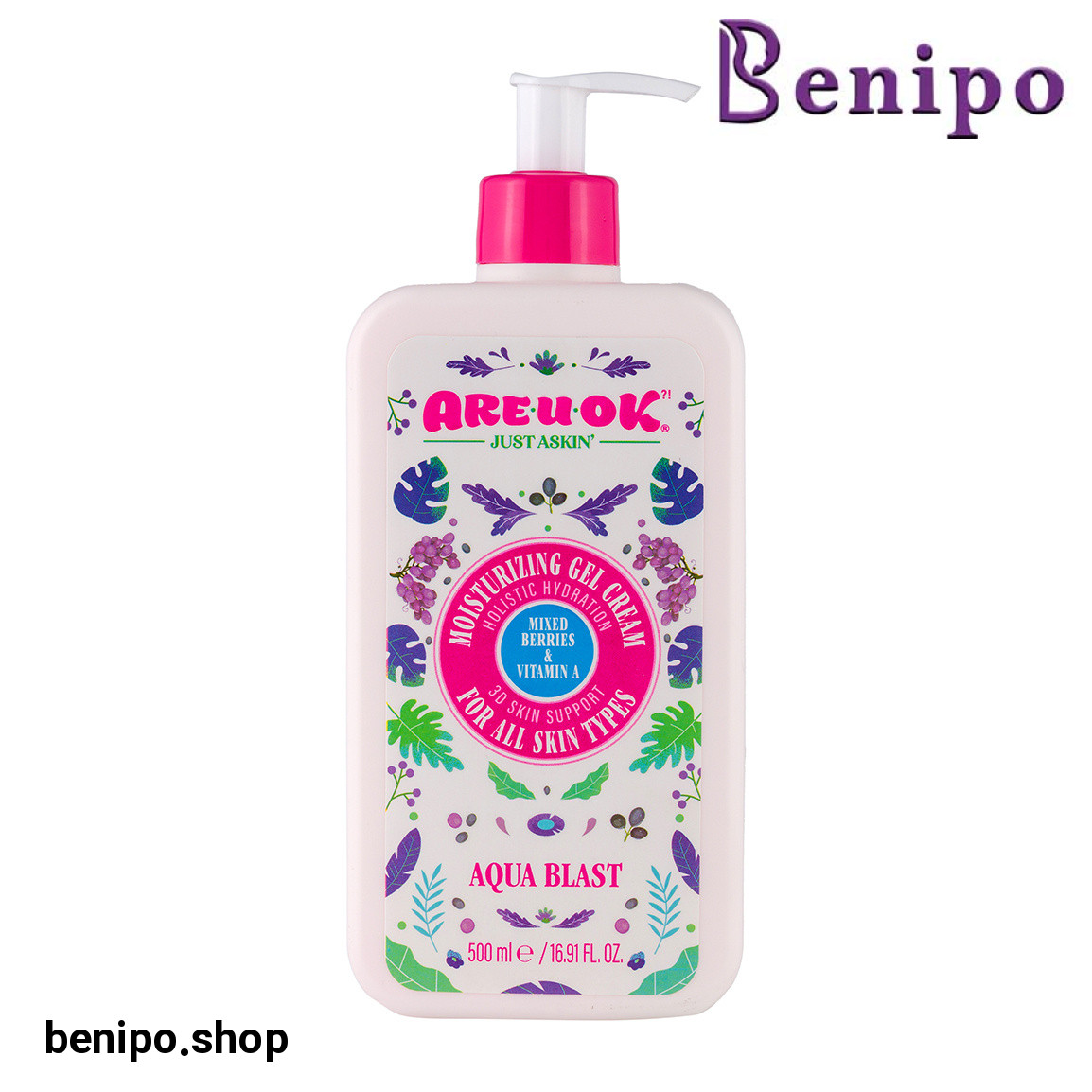 کرم ژل پمپی آبرسان تمشک حاوی ویتامین A حجم 500 میلی لیتر