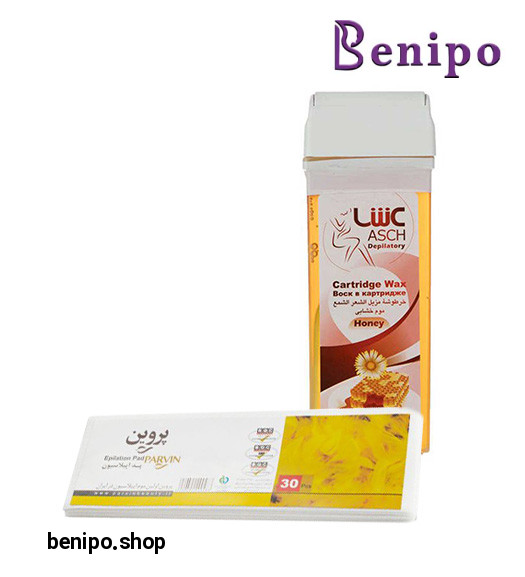 پکیج پد اپیلاسیون 30عددی پروین و موم سرد اپیلاسیون عسلی 150گرمی خشابی