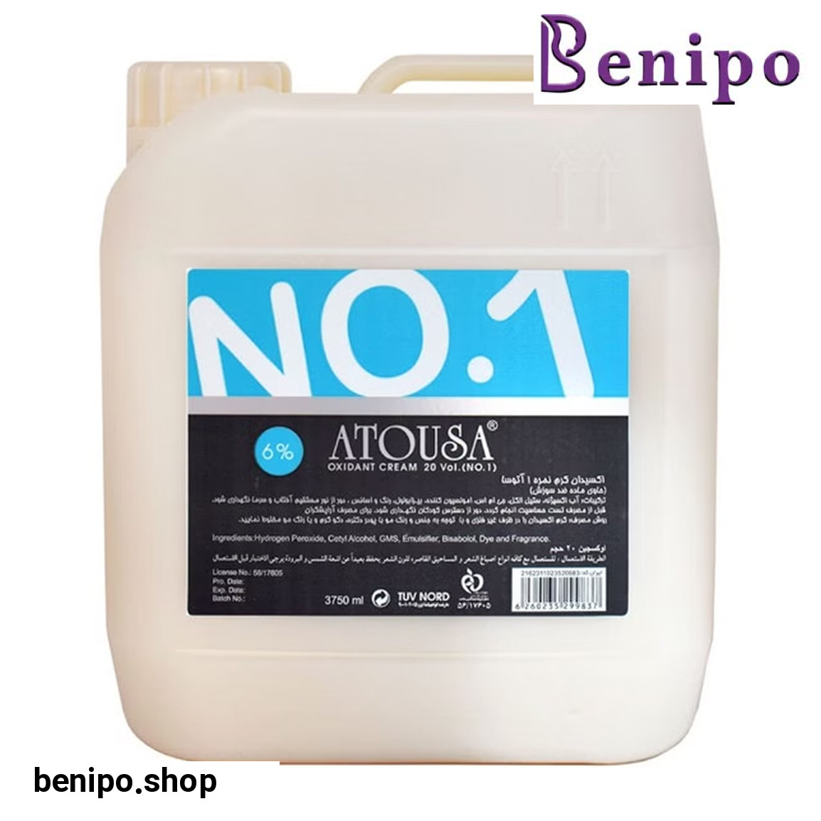 اکسیدان 6 درصد نمره 1 حجم 3750 میلی لیتر