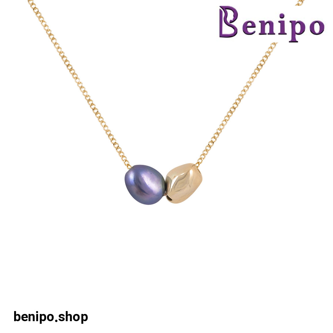 گردنبند طلا دانه باروک و مروارید 1.82 گرم