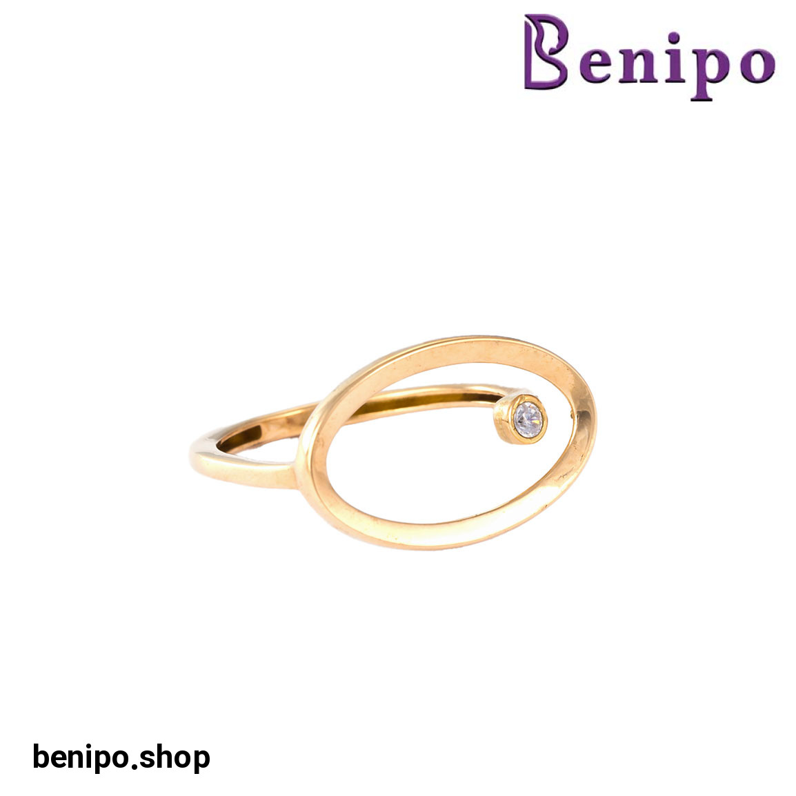 انگشتر طلا مدل بیضی تک نگین سایز 53