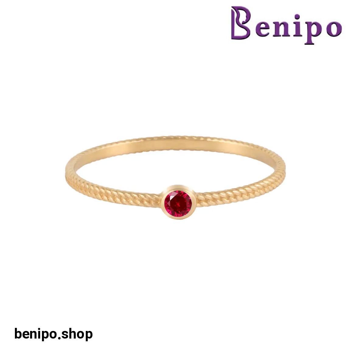 انگشتر طلا نگینی کارتیه ظریف اناری سایز52 0.72 گرم