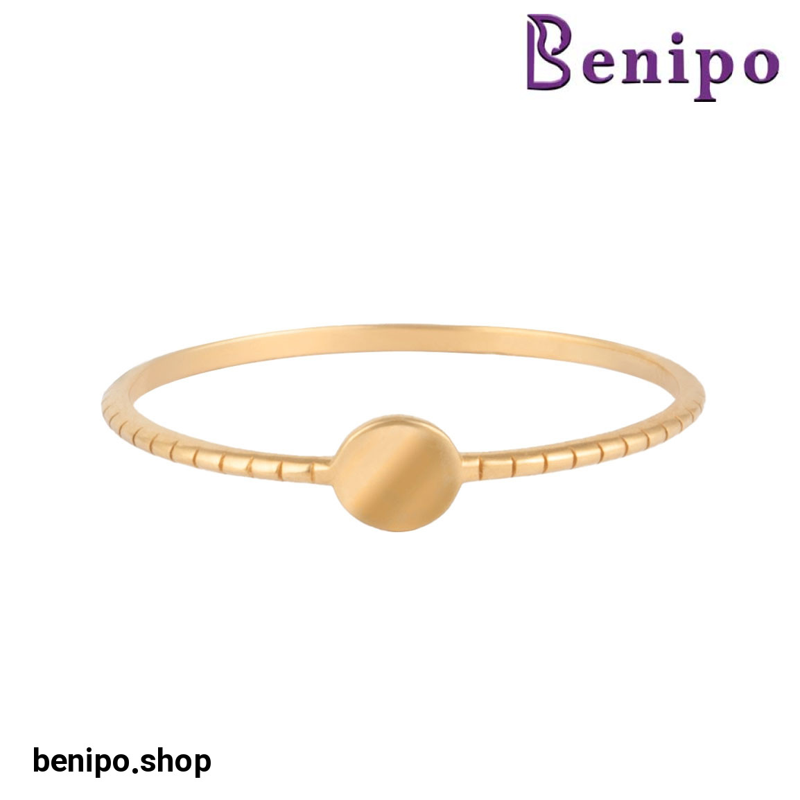 انگشتر طلا مدل مینیمال دایره راه راه سایز53