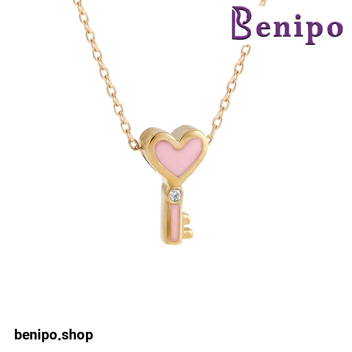 گردنبند طلا کلید قلبی 2.45 گرم