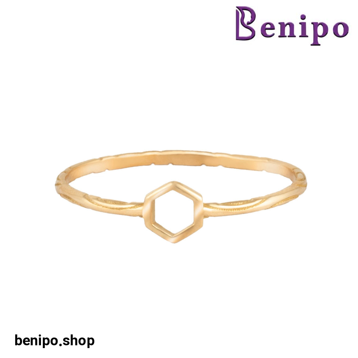 انگشتر طلا مدل مینیمال هگزا توخالی ماد سایز52