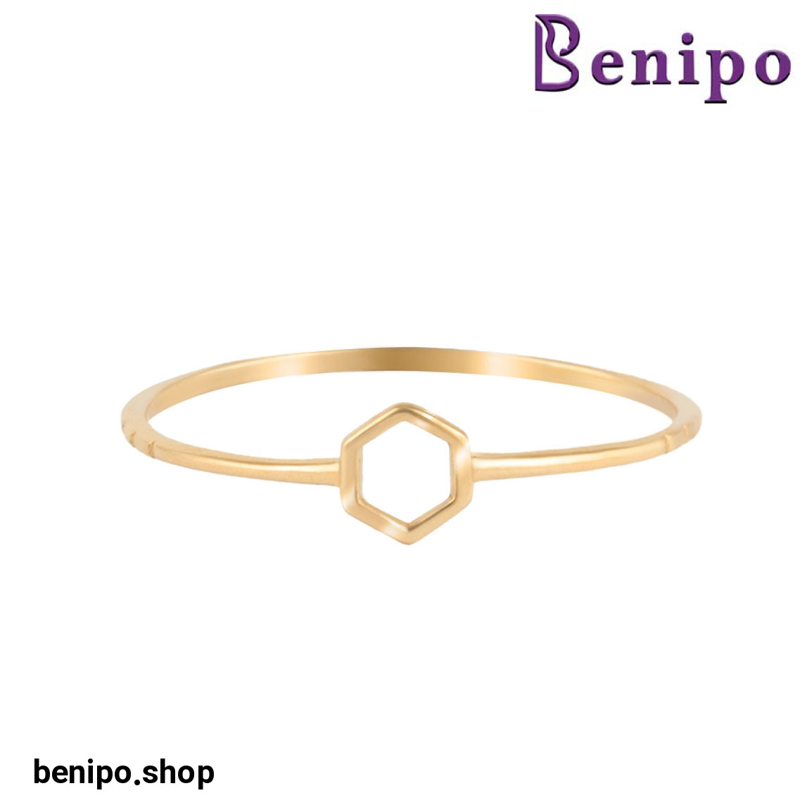 انگشتر طلا مدل هگزا توخالی سه خط سایز52