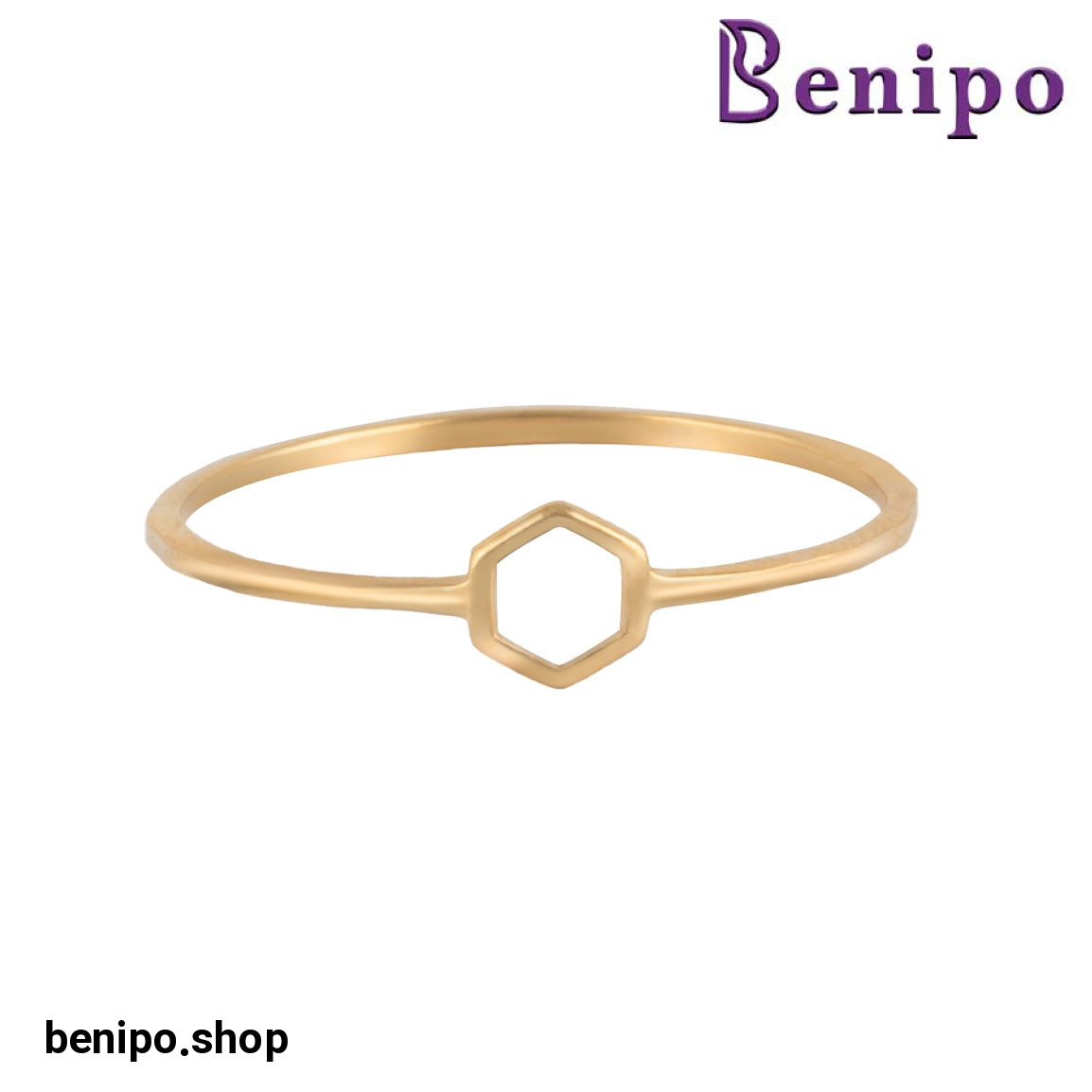انگشتر طلا مدل مینیمال هگزا توخالی همرد سایز53