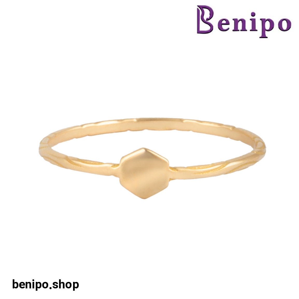 انگشتر طلا مدل مینیمال هگزا ماد سایز53