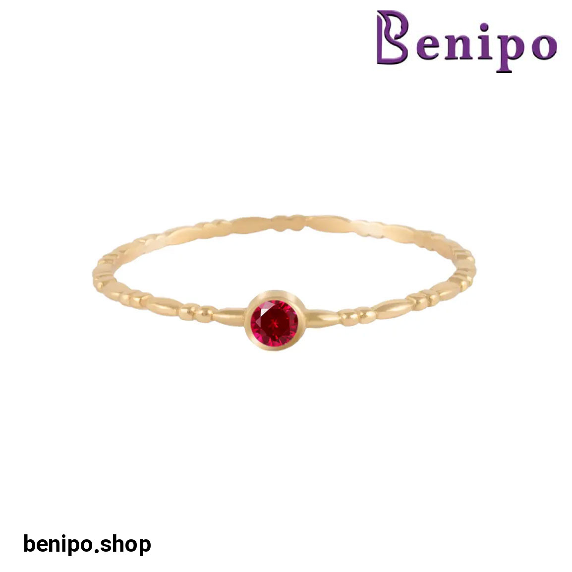 انگشتر طلا مدل نگینی ژولیت اناری سایز53