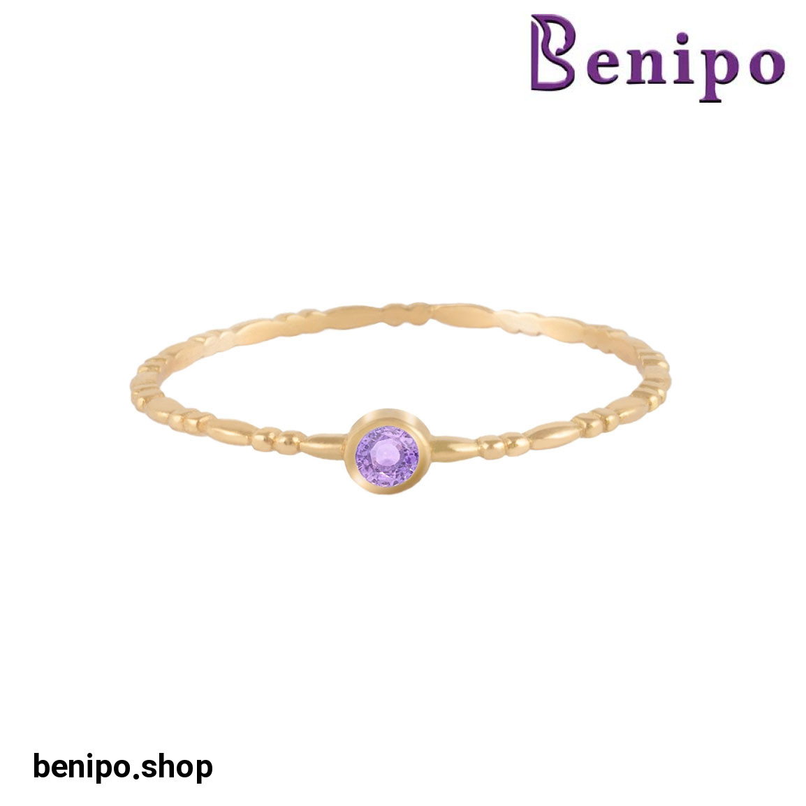 انگشتر طلا مدل نگینی ژولیت بنفش سایز53