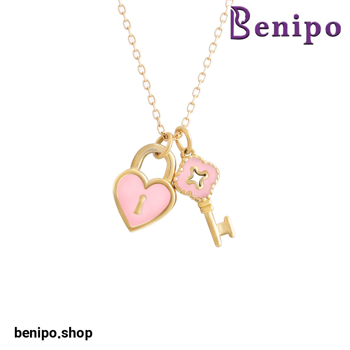 گردنبند طلا قلب و کلید 2.73 گرم