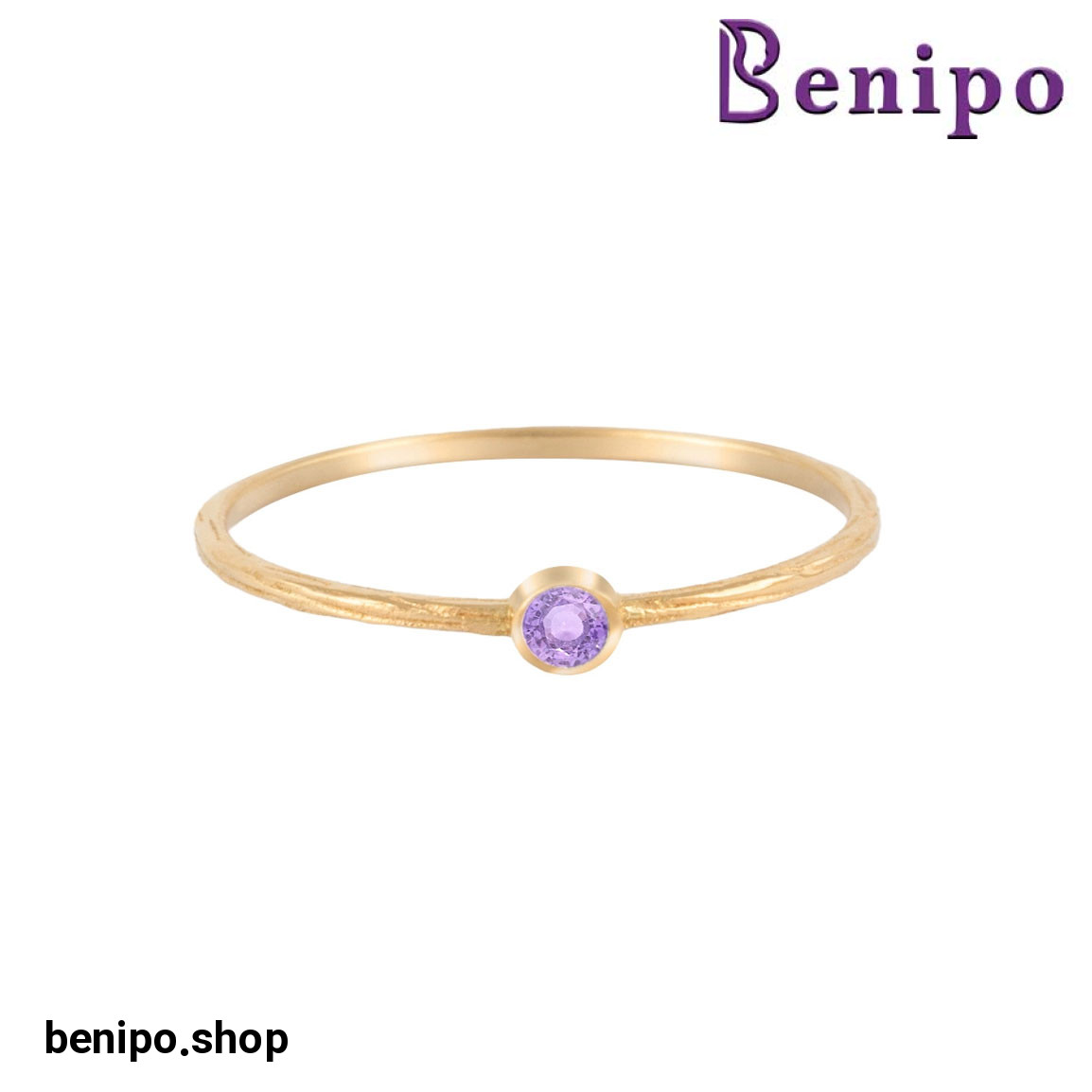 انگشتر طلا نگینی میلا بنفش سایز52 0.74 گرم