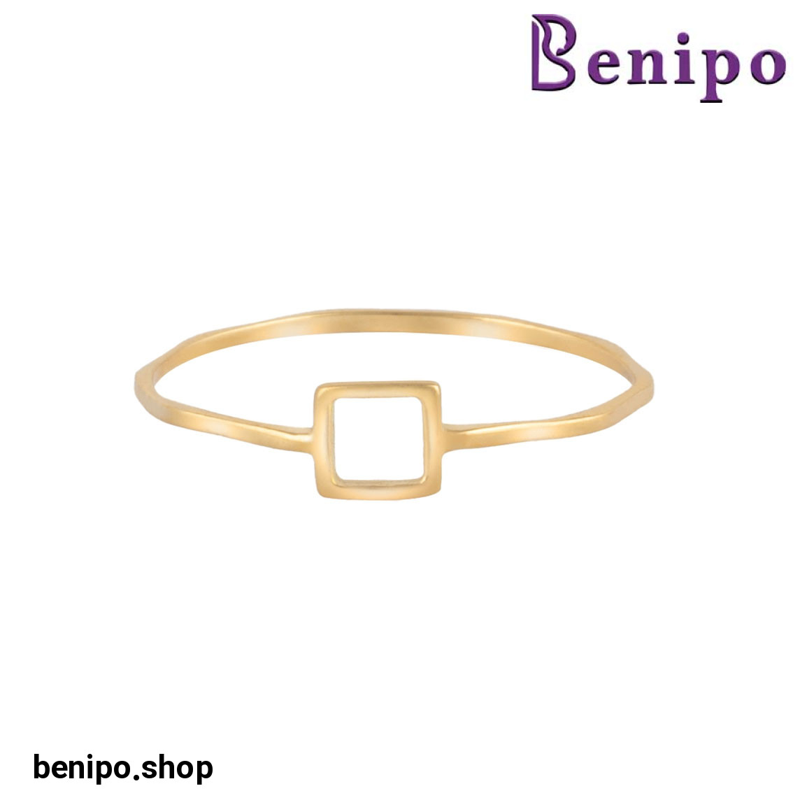 انگشتر طلا مدل مینیمال مربع توخالی همرد سایز53