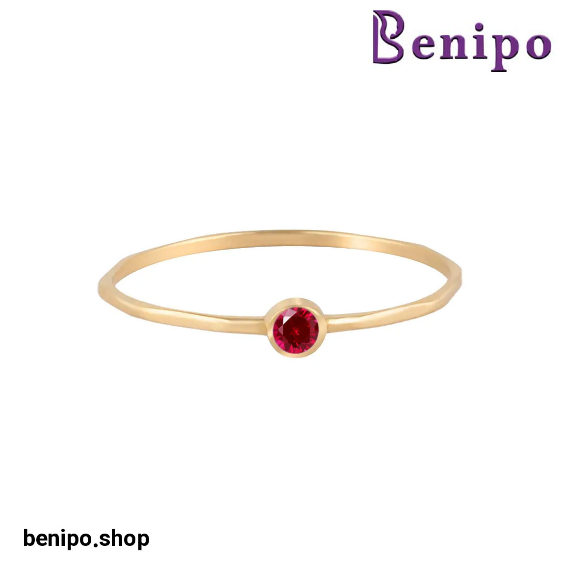 انگشتر طلا مدل نگینی مهره اناری سایز52