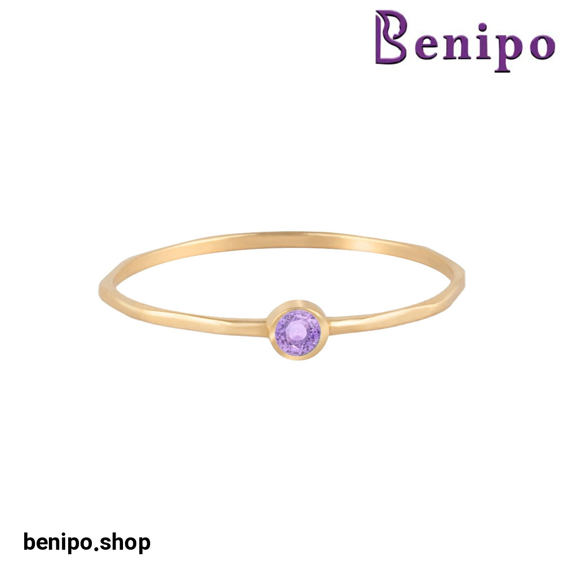 انگشتر طلا مدل نگینی مهره بنفش سایز52