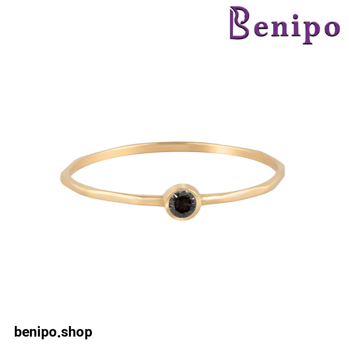 انگشتر طلا مدل نگینی مهره مشکی سایز52