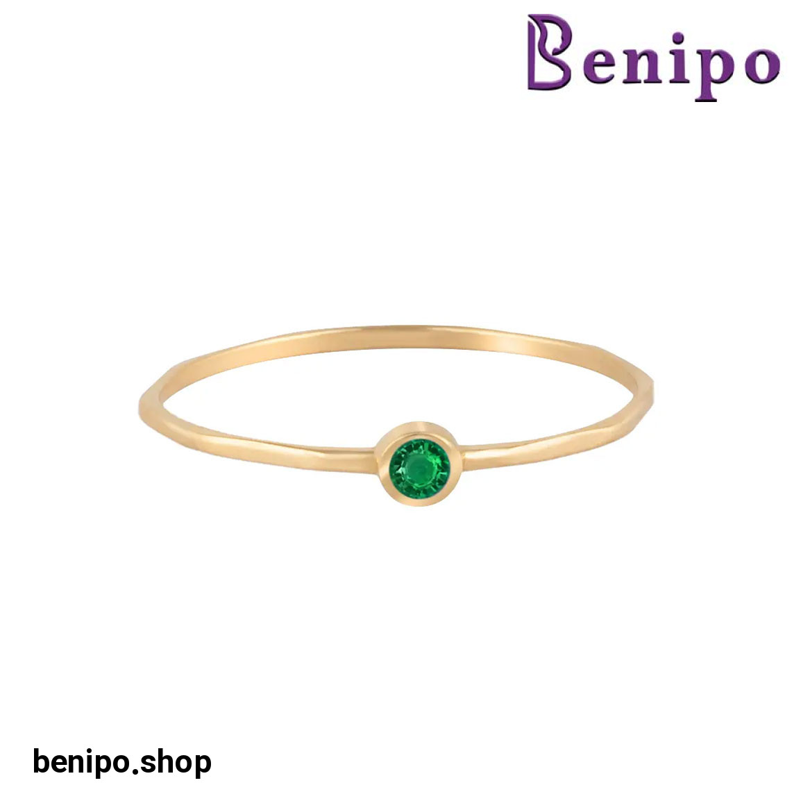 انگشتر طلا مدل نگینی مهره سبز سایز52