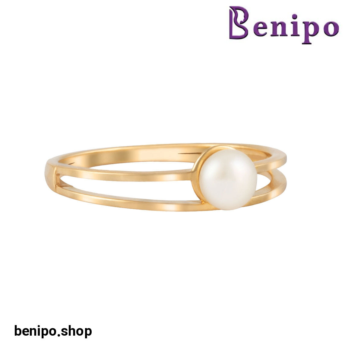 انگشتر طلا مدل مروارید دو حلقه سایز53