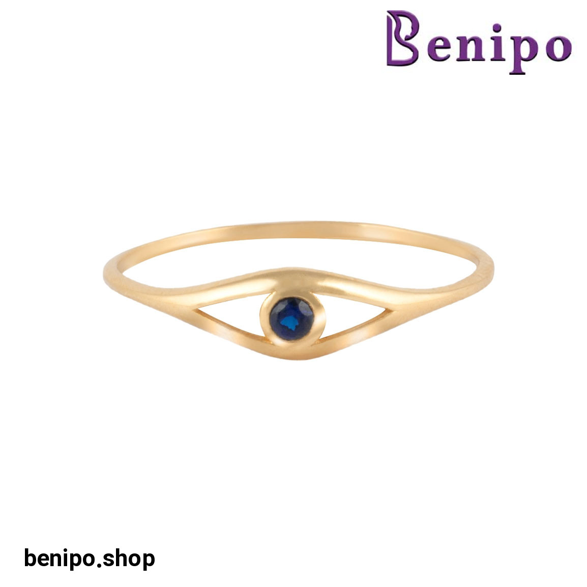 انگشتر طلا مدل مینیمال هوروس سورمه ای سایز53