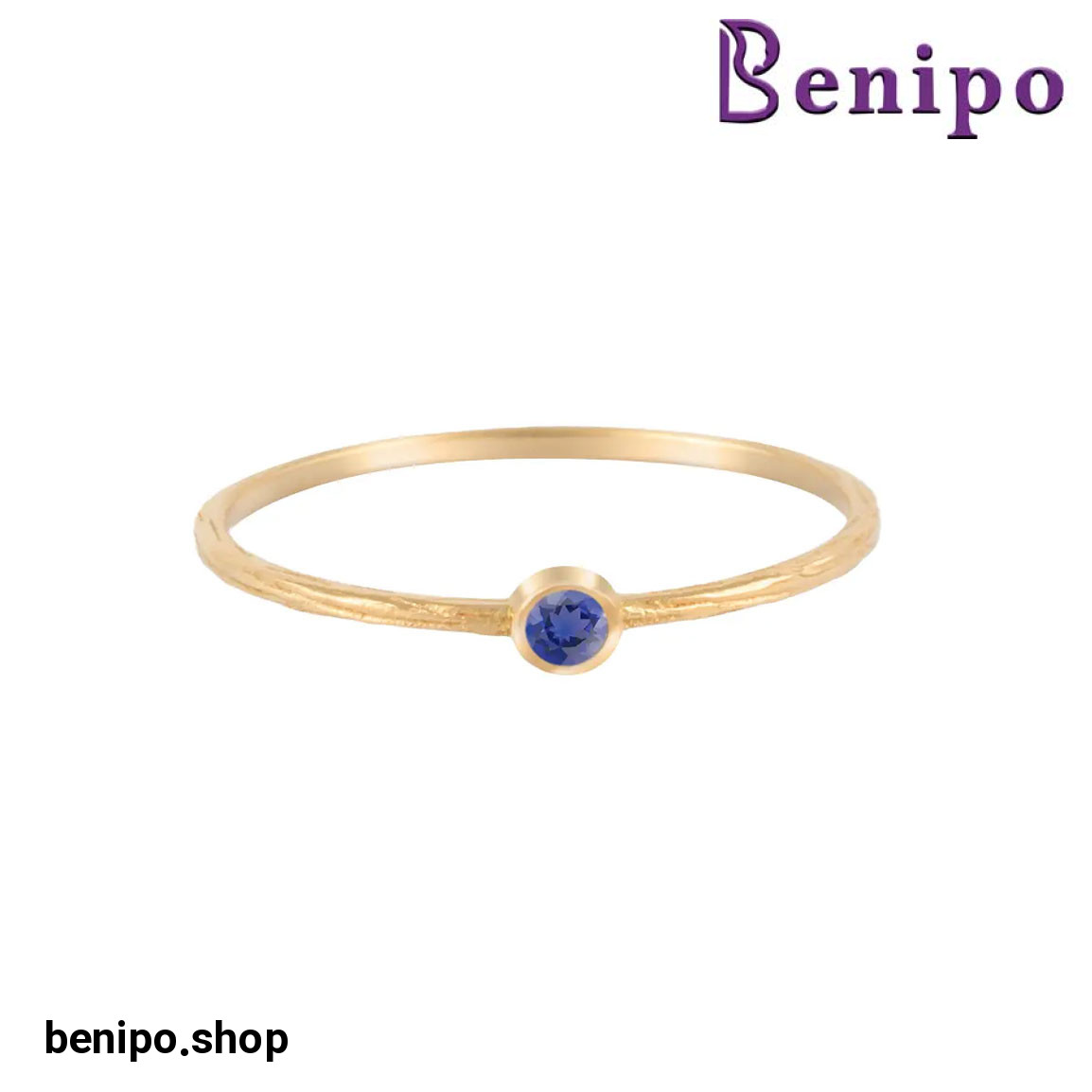 انگشتر طلا نگینی میلا سورمه ای سایز52 0.66 گرم