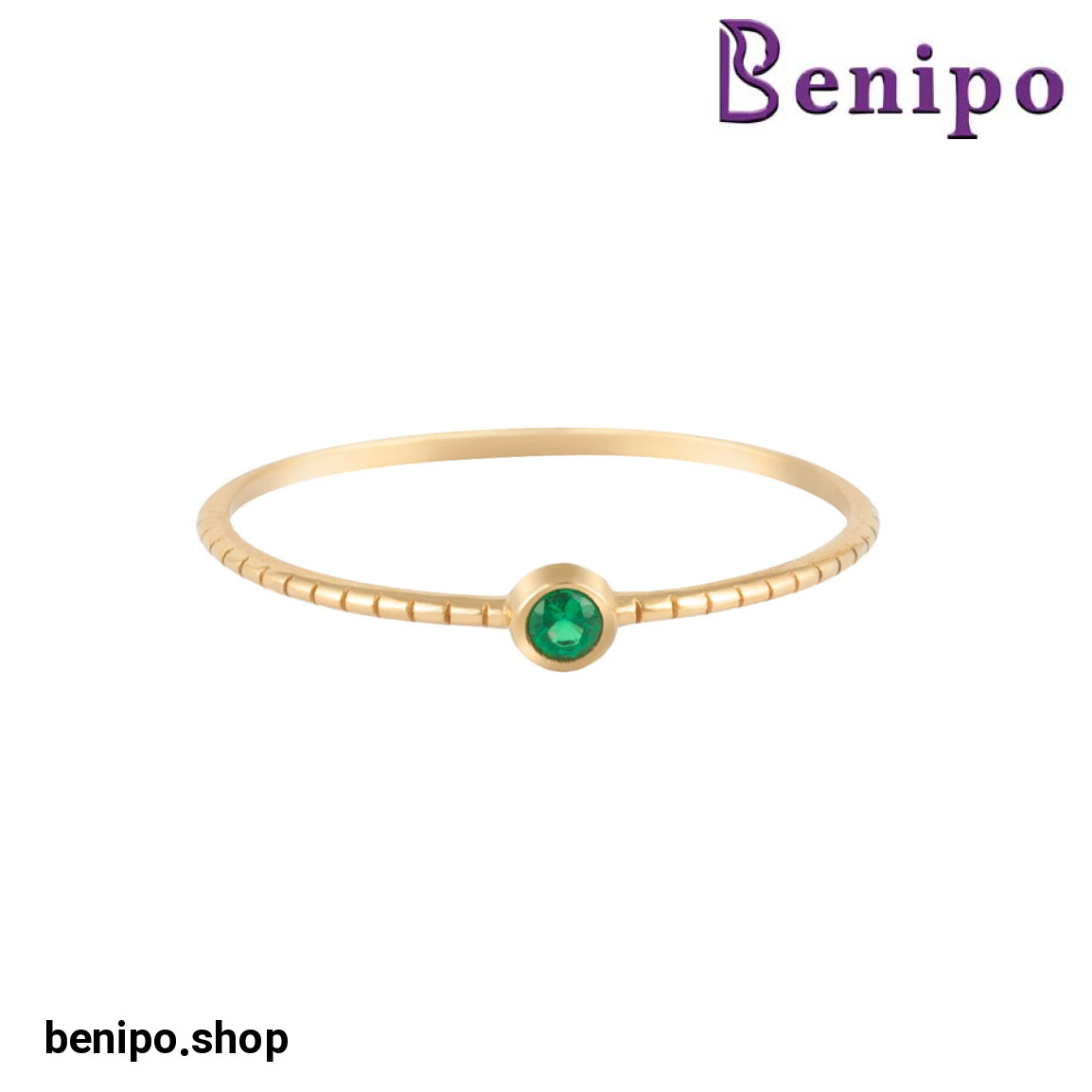 انگشتر طلا مدل مینیمال نگینی راه راه سایز 52