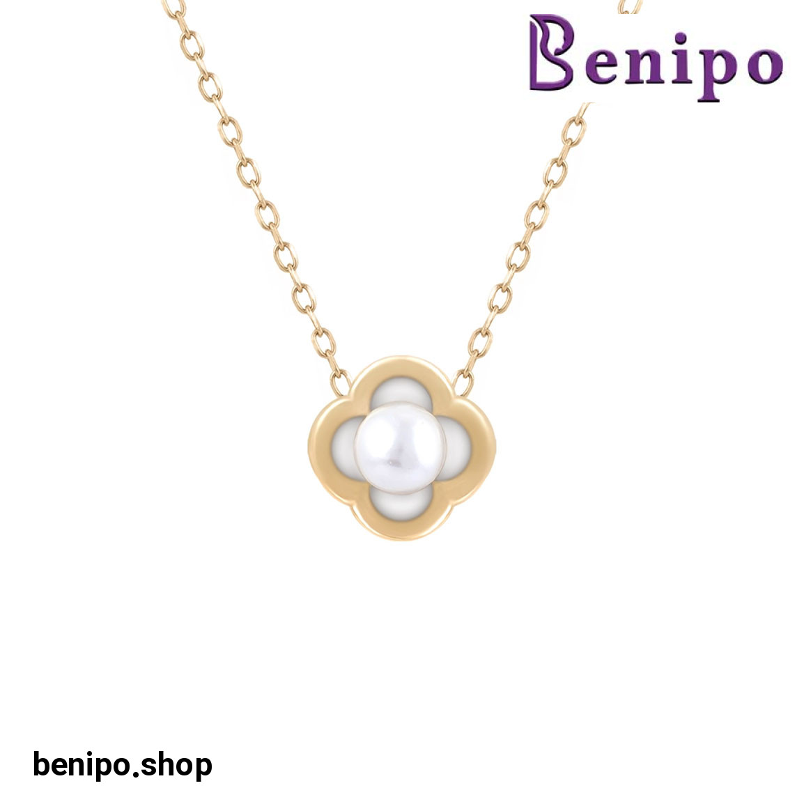 گردنبند طلا ونکلیف مروارید مینی 1.9 گرم