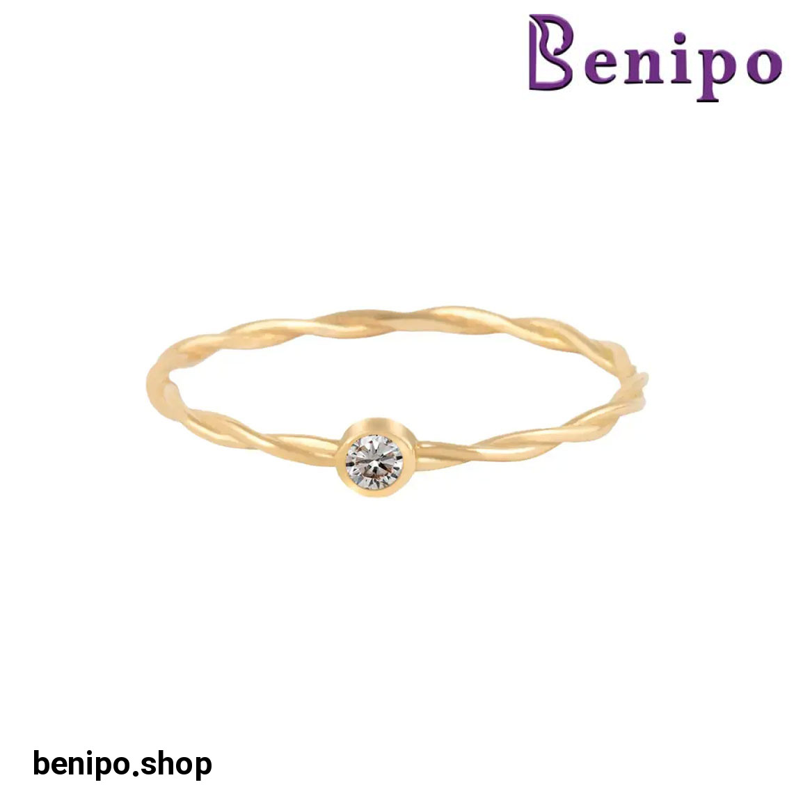 انگشتر طلا سبک طنابی نگین دار سایز52 0.56 گرم