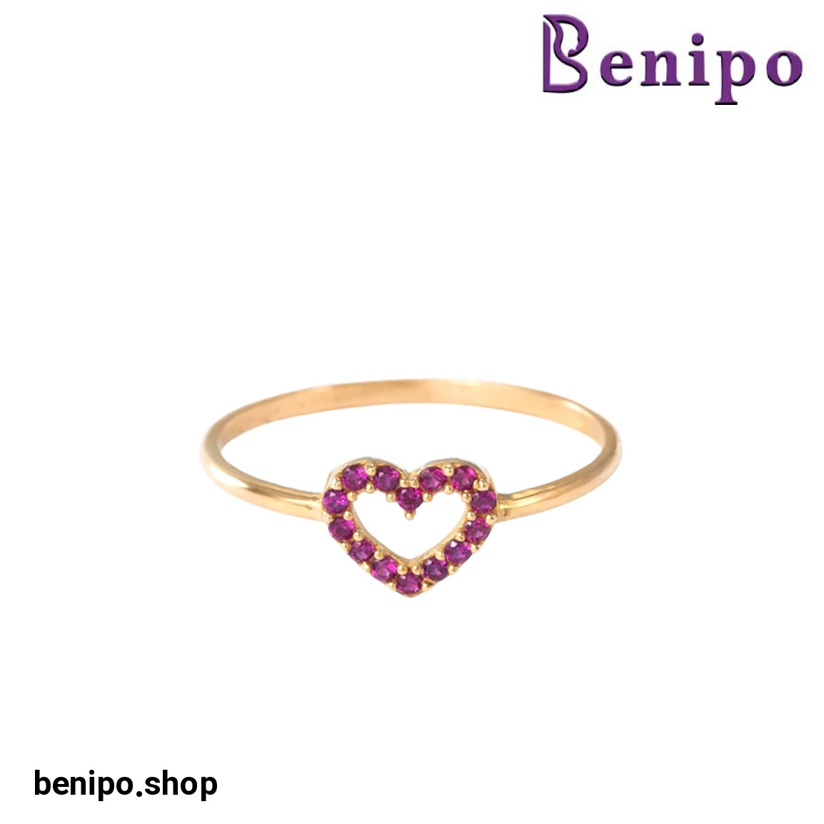 انگشتر طلا مدل والنتین سرخابی سایز 53