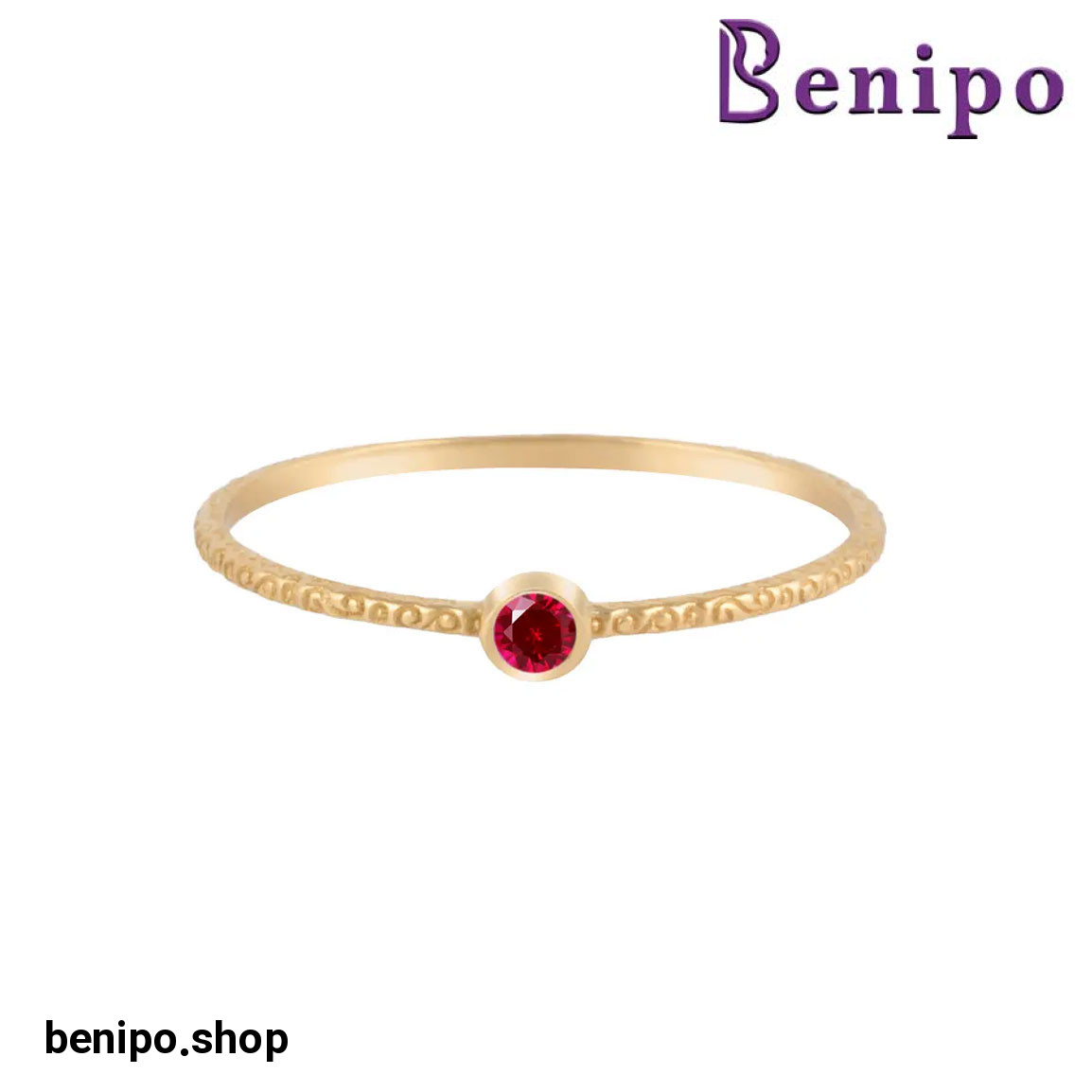 انگشتر طلا نگینی یارا اناری سایز53 0.64 گرم