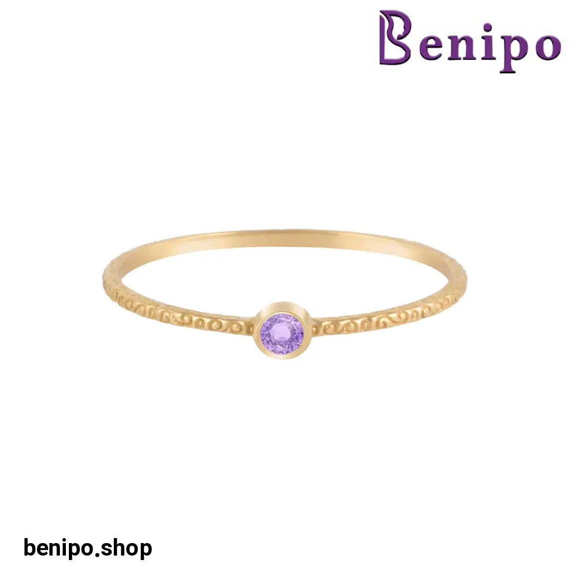 انگشتر طلا نگینی یارا بنفش سایز53 0.62 گرم