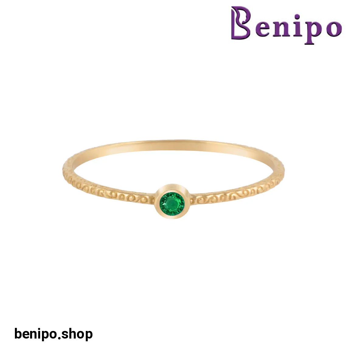 انگشتر طلا نگینی یارا سبز سایز53 0.61 گرم