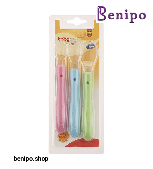 قاشق غذاخوری سیلیکون کودک سه سایز بسته بندی بلیستر مدل 286