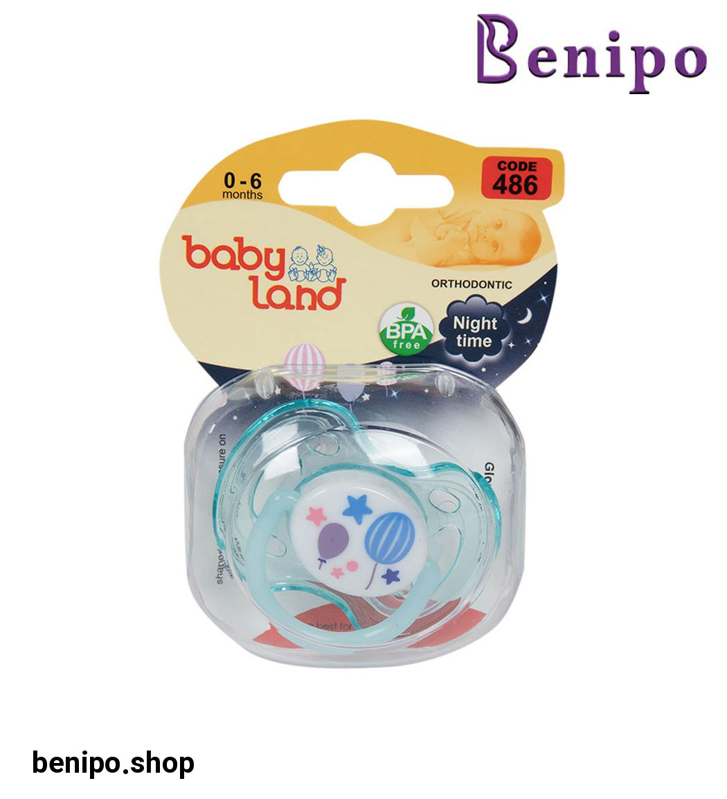 پستانک النا شب تاب ارتودنسی طرح بادکنک سایز1 قاب کریستالی مدل 486