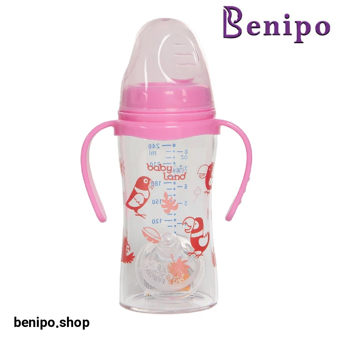 شیر خوری پیرکس دسته دار عریضی فندوقی کد 492 حجم 240 میلی لیتر