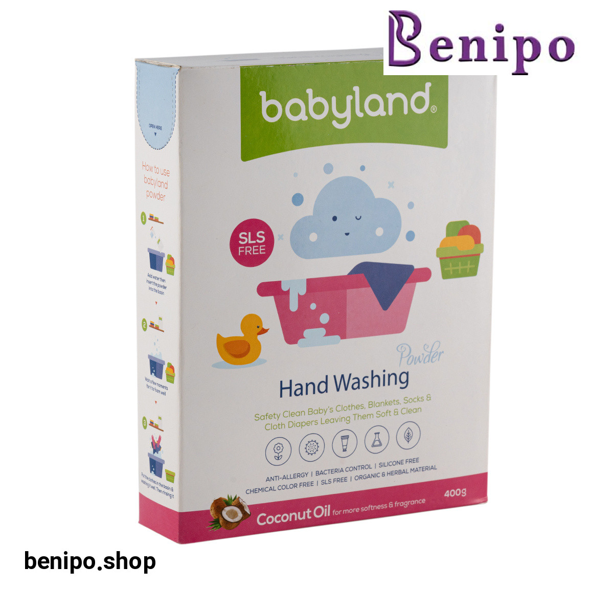 پودر صابون رختشویی دستی حاوی روغن نارگیل وزن 400 گرم