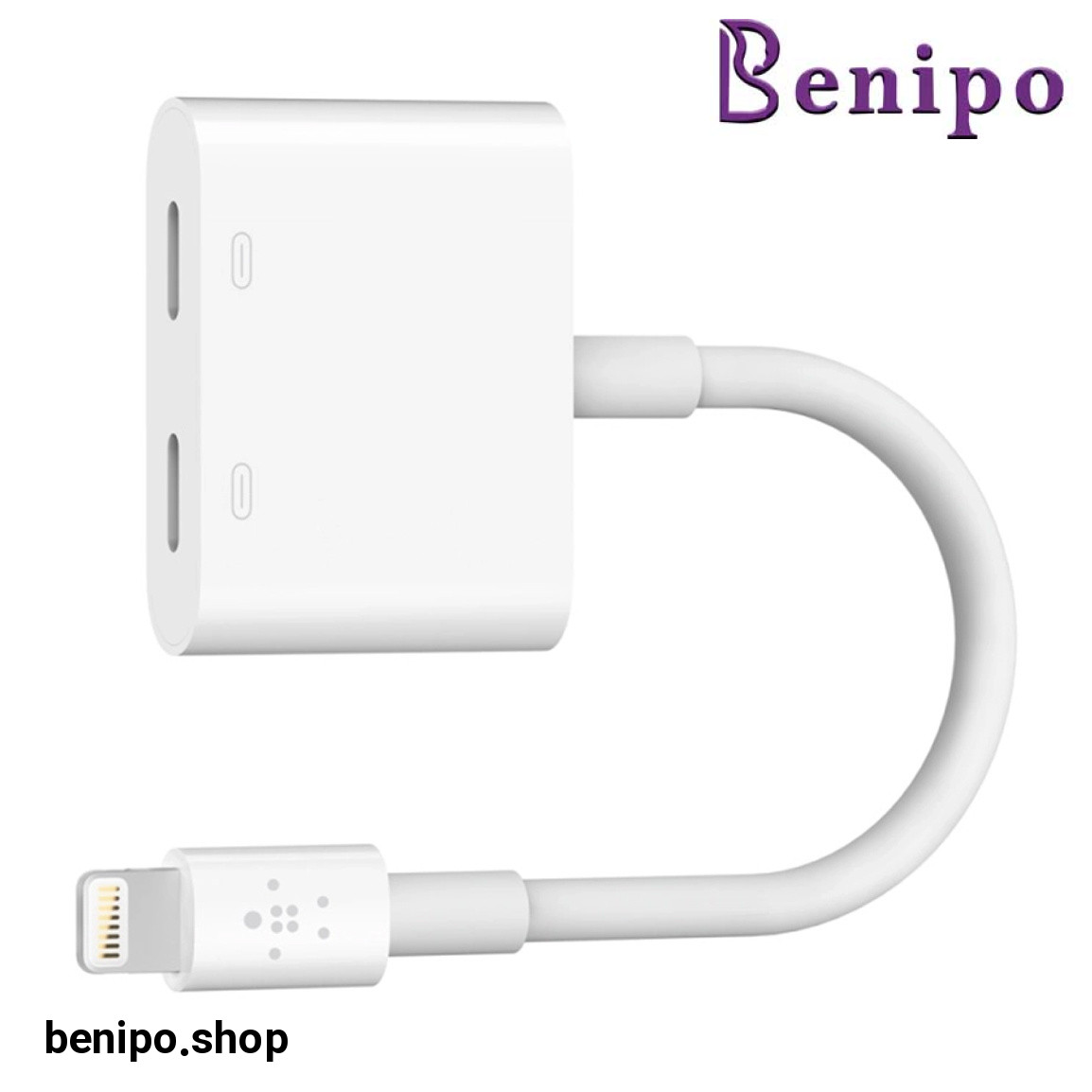 مبدل 1 به 2 لایتنینگ صوتی و شارژر مدل F8J198BTWHT طول 14سانتی متر