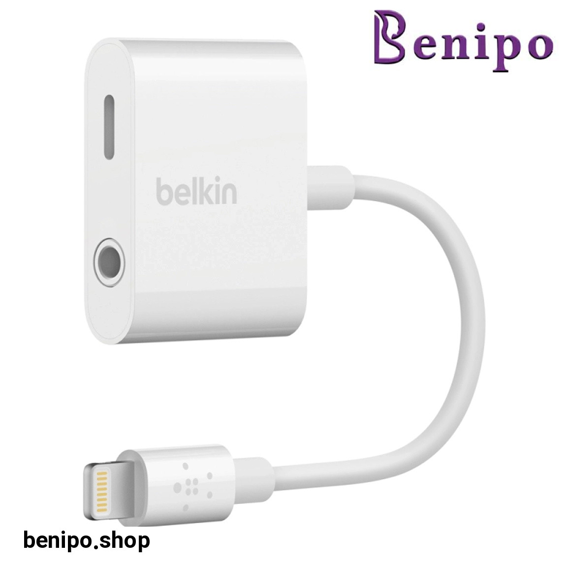 مبدل 1 به 2 لایتنینگ شارژر و جک 3.5 میلی متری  مدل F8J212btWHT طول 14سانتی متر