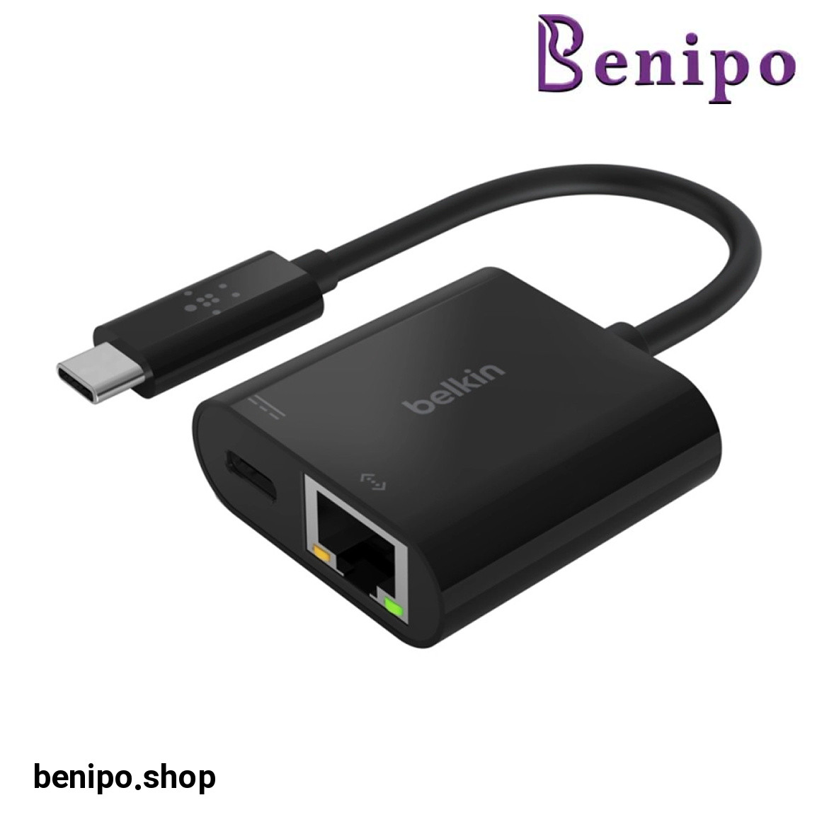 مبدل USB-C به شارژ و اترنت مدل INC001btBK